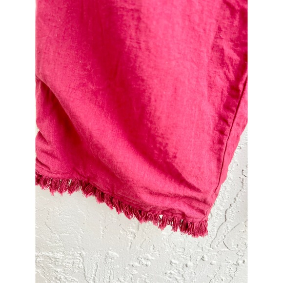 Tularosa Sophia Linen Blend High Waisted Tassel Fringe Hem Crop Pants Red Size M - Picture 3 of 9